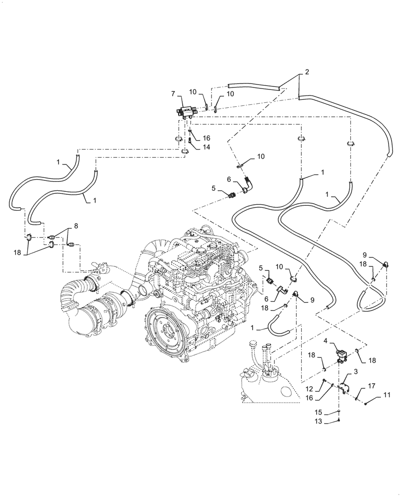 Схема запчастей Case DV210D - (10.500.AU) - DEF HEATING LINES (10) - ENGINE