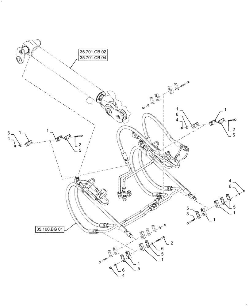 Схема запчастей Case 521F - (35.100.BG[02]) - LOADER CONTROL LINES, Z-BAR AND XR (35) - HYDRAULIC SYSTEMS