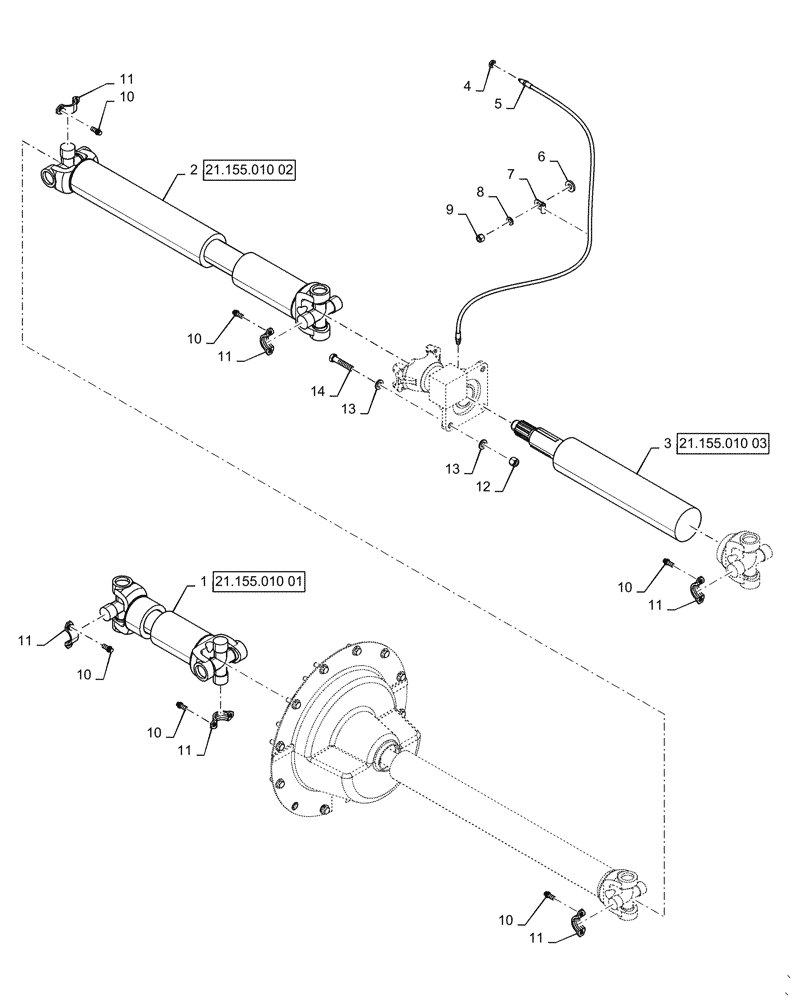 Схема запчастей Case 621G - (21.113.010[02]) - DRIVE SHAFT INSTALLATION (21) - TRANSMISSION