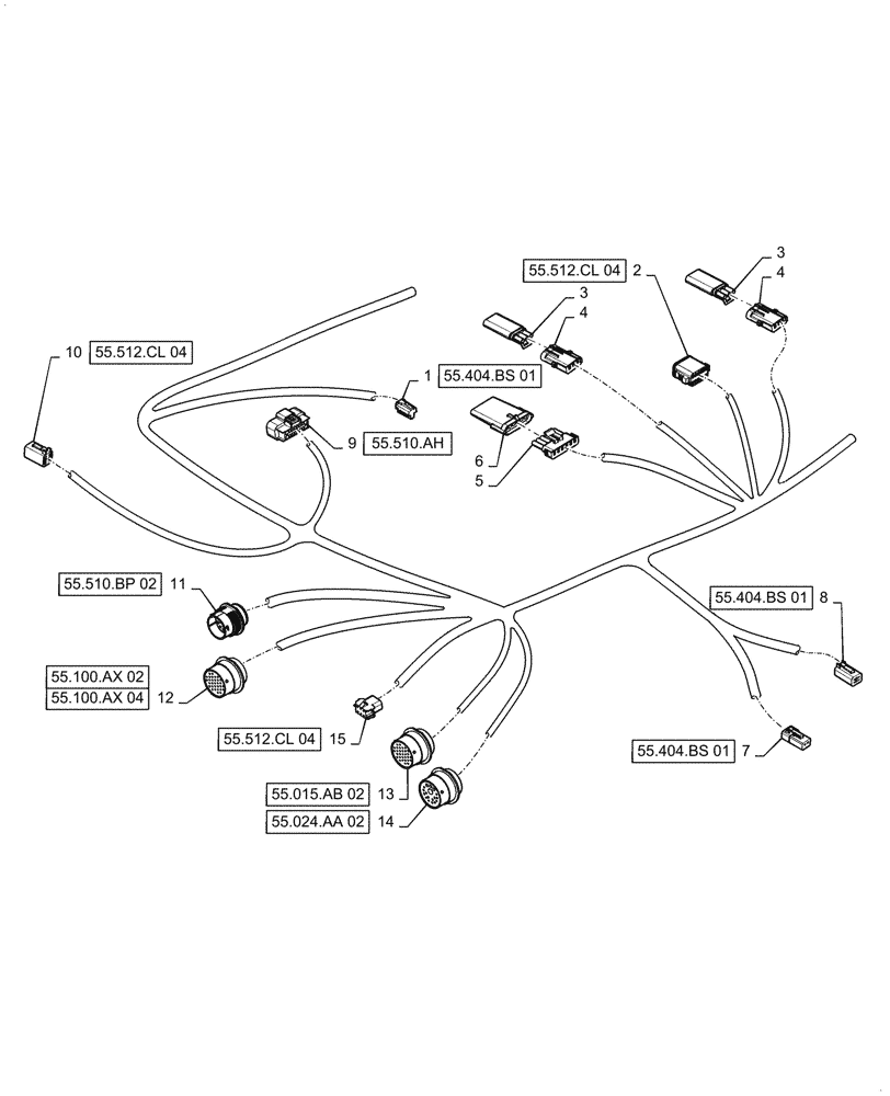 Схема запчастей Case 621F - (55.510.AF[04]) - CAB MAIN WIRE HARNESS ASSEMBLY (55) - ELECTRICAL SYSTEMS