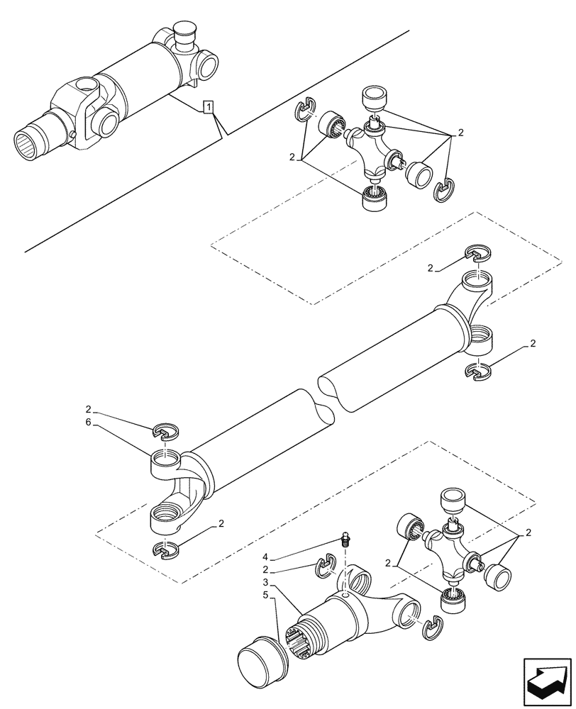 Схема запчастей Case 580SN - (27.100.AJ[02]) - REAR AXLE, HALF SHAFT, 2WD (27) - REAR AXLE SYSTEM