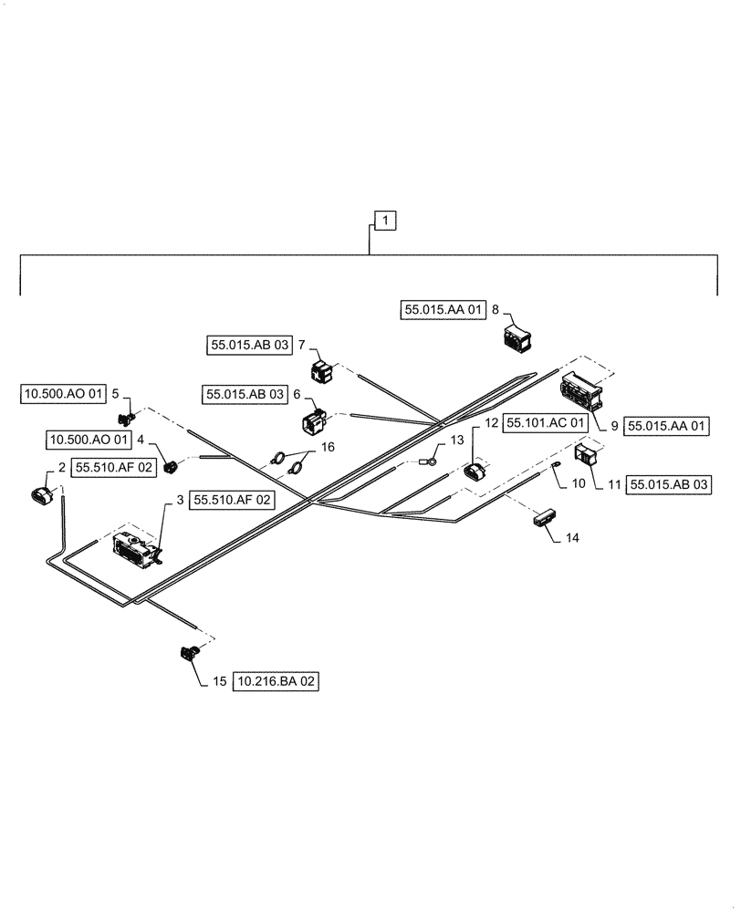 Схема запчастей Case 586H - (55.015.AB[04]) - ENGINE WIRE HARNESS - BSN NHC738615 (55) - ELECTRICAL SYSTEMS