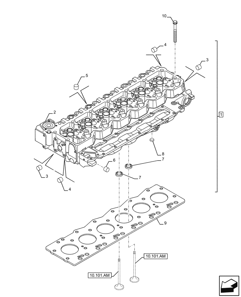 Схема запчастей Case F4HFE613F B004 - (10.101.AA) - CYLINDER HEAD (10) - ENGINE