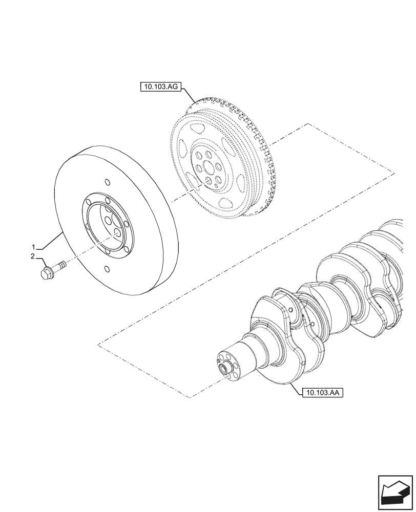 Схема запчастей Case F4HFE613F B004 - (10.110.AD) - CRANKSHAFT, DAMPER (10) - ENGINE