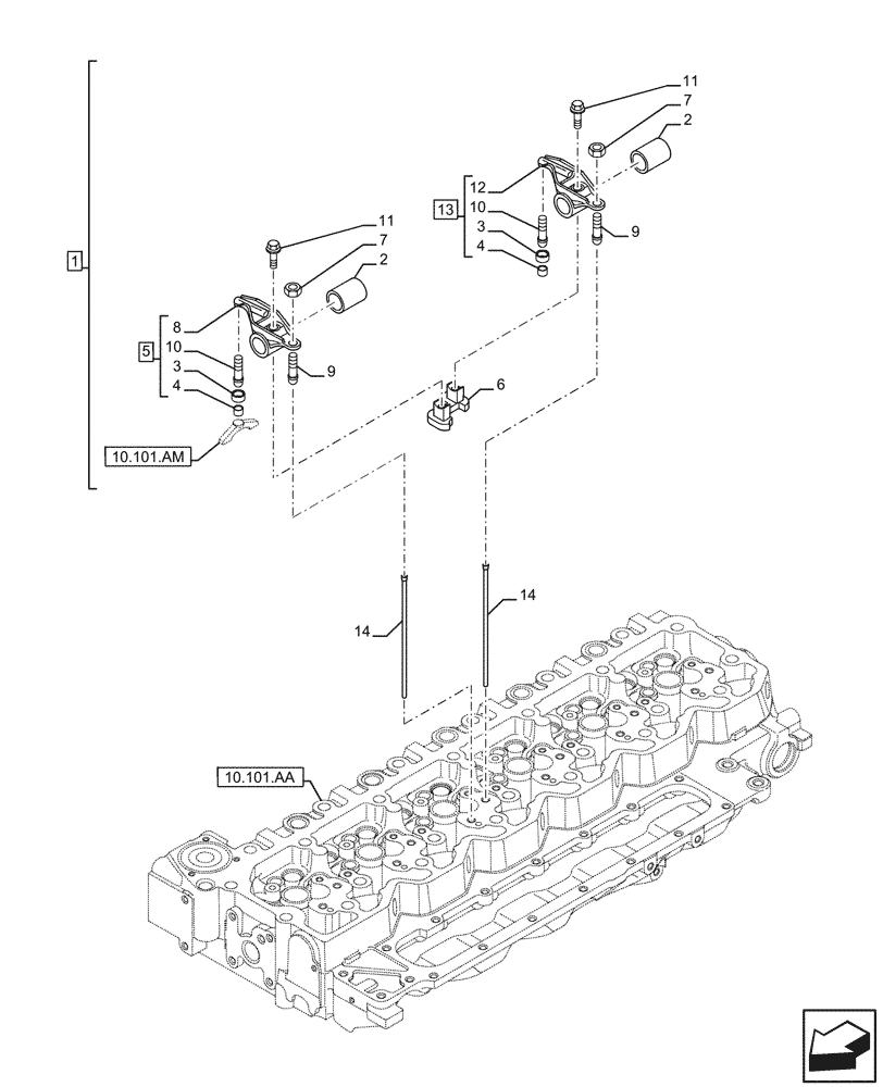 Схема запчастей Case F4HFE613F B004 - (10.106.AO[01]) - ROCKER ARM (10) - ENGINE