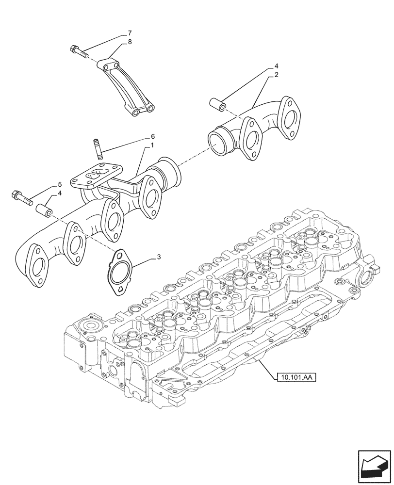 Схема запчастей Case F4HFE613F B004 - (10.254.AC) - EXHAUST MANIFOLD (10) - ENGINE