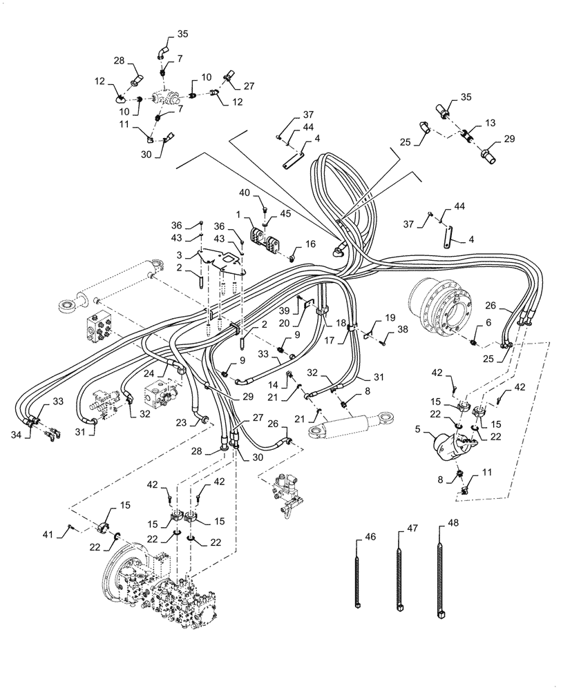 Схема запчастей Case DV210D - (35.995.AB[02]) - REAR DRUM HYDRAULIC LINES (35) - HYDRAULIC SYSTEMS