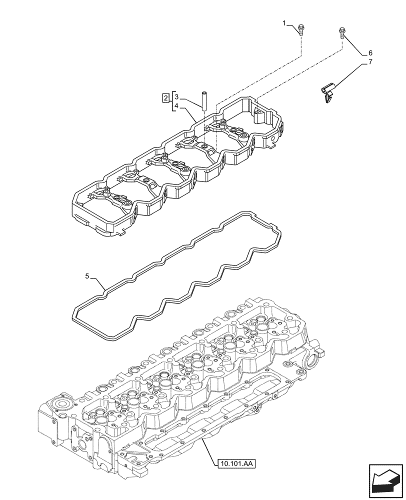 Схема запчастей Case F4HFE613F B004 - (10.106.AO[02]) - ROCKER ARM, HOUSING & COVERS (10) - ENGINE