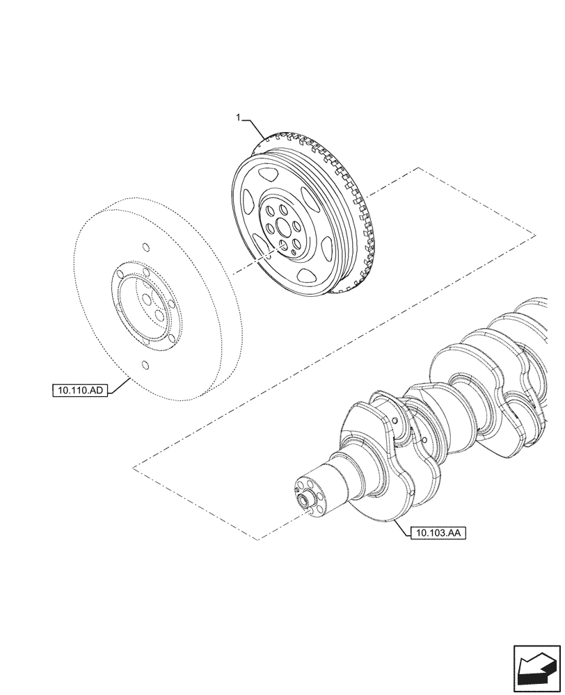 Схема запчастей Case F4HFE613F B004 - (10.103.AG) - CRANKSHAFT & PULLEY (10) - ENGINE