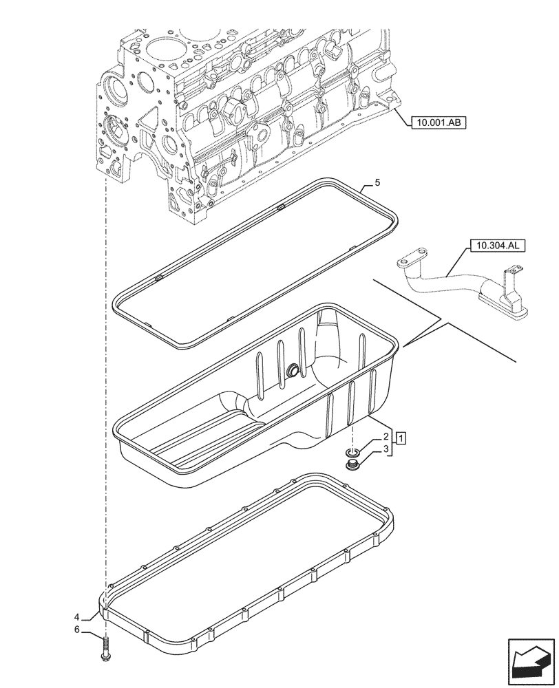 Схема запчастей Case F4HFE613F B004 - (10.102.AP) - ENGINE OIL PAN (10) - ENGINE