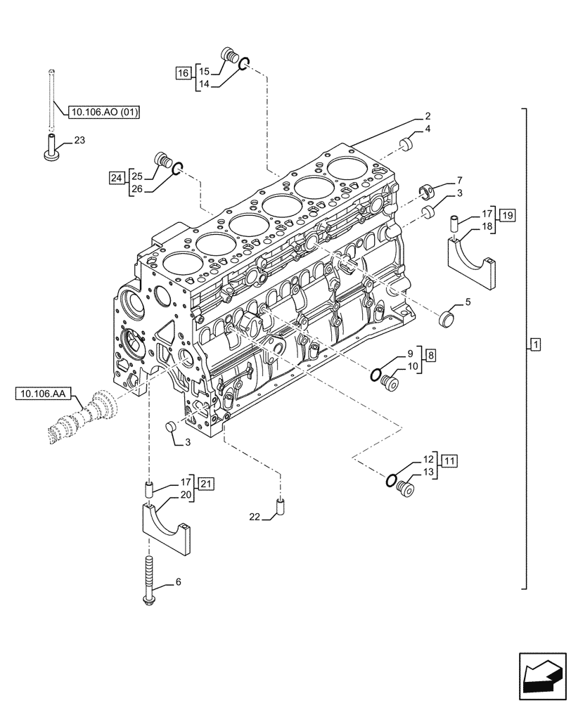 Схема запчастей Case F4HFE613F B004 - (10.001.AB[01]) - CRANKCASE (10) - ENGINE