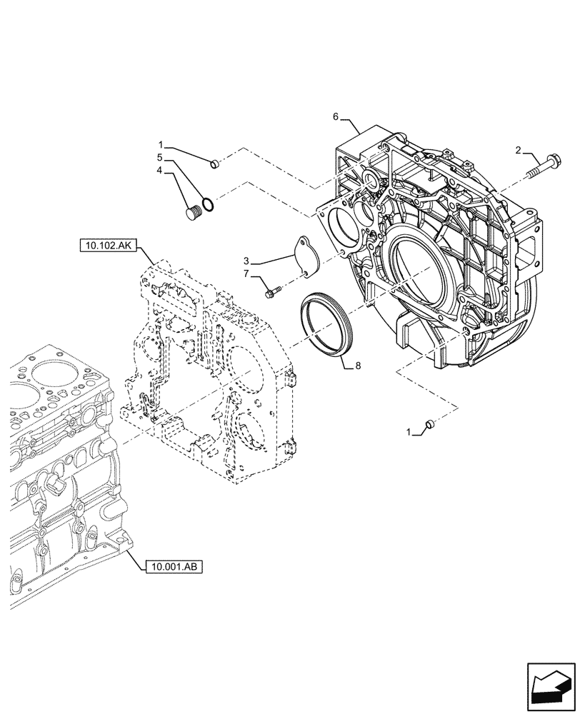 Схема запчастей Case F4HFE613F B004 - (10.103.AK) - FLYWHEEL & HOUSING (10) - ENGINE