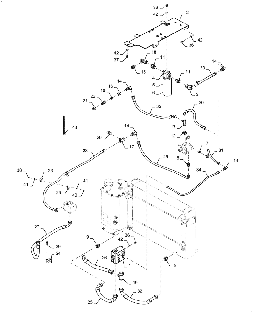 Схема запчастей Case DV210D - (35.300.BC) - HYDRAULIC OIL COOLER LINES (35) - HYDRAULIC SYSTEMS