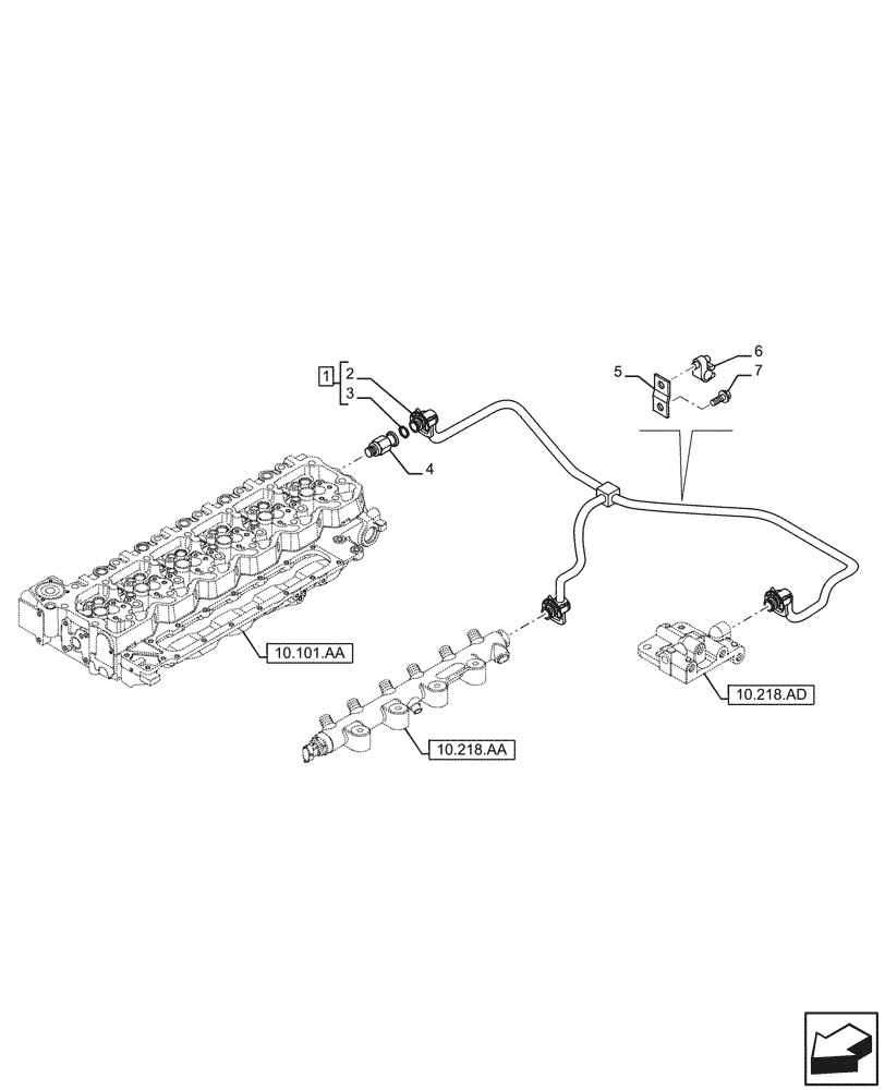 Схема запчастей Case F4HFE613F B004 - (10.218.AI[02]) - FUEL LINE, PIPE (10) - ENGINE