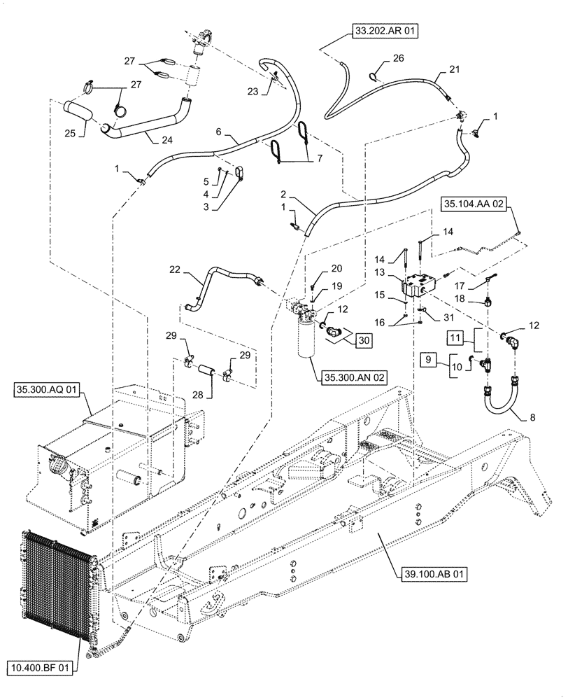 Схема запчастей Case 588H - (35.104.AA[01]) - HYDRAULIC LINE INSTALLATION (35) - HYDRAULIC SYSTEMS