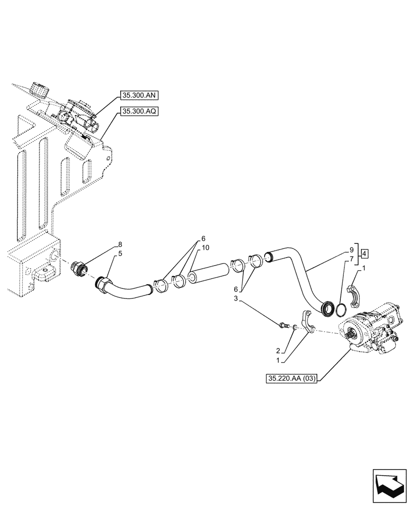 Схема запчастей Case 321F - (35.220.AG[01A]) - VAR - 734591 - AUXILIARY HYDRAULIC PUMP, TANK, LINE - BEGIN DATE 30 APRIL 2015 (35) - HYDRAULIC SYSTEMS