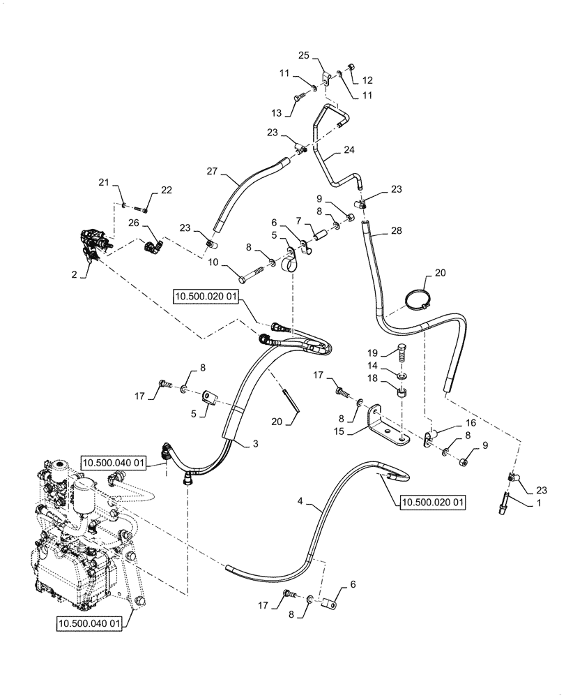 Схема запчастей Case 621G - (10.500.010[01]) - DEF/ADBLUE LINES (10) - ENGINE