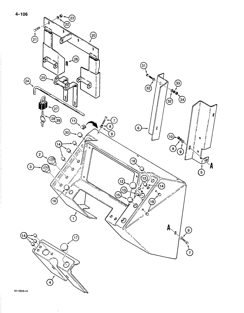 Схема запчастей Case 780C - (4-106) - INSTRUMENT PANEL AND COVERS (04) - ELECTRICAL SYSTEMS