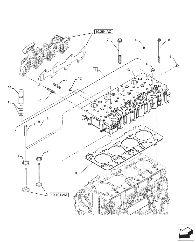 Схема запчастей Case F5BFL413E C001 - (10.101.AA) - CYLINDER HEAD (10) - ENGINE