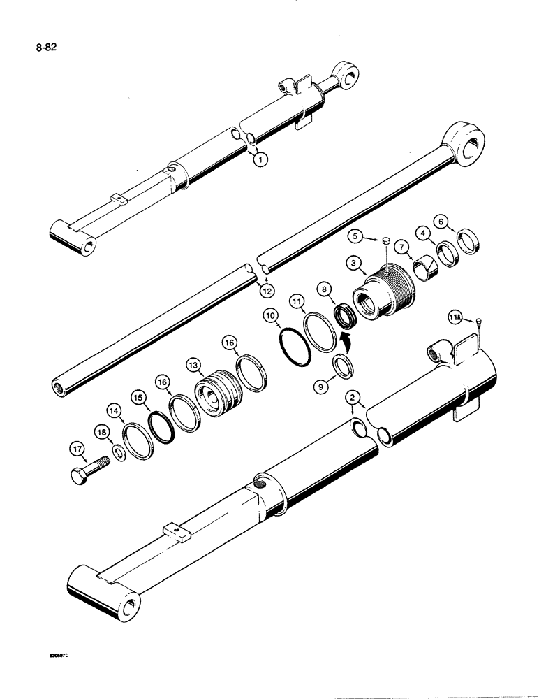 Схема запчастей Case 35C - (8-82) - G101183 DIPPER EXTENSION CYLINDER (08) - HYDRAULICS