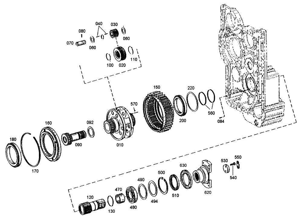 Схема запчастей Case 335 - (18A00000581[001]) - DIFFERENTIAL (03) - Converter / Transmission