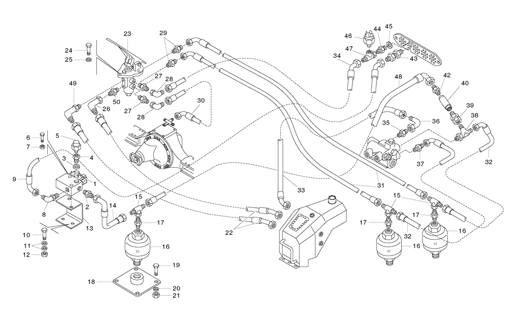 Схема запчастей Case 325 - (3.400/1[06B]) - HYDRAULIC CIRCUIT BRAKE SYSTEM - FRAME PART (87394909) (09) - Implement / Hydraulics / Frame / Brakes