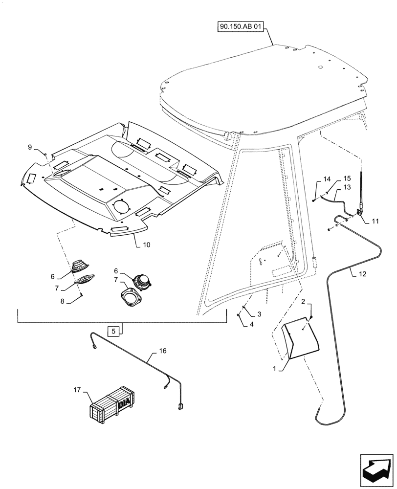 Схема запчастей Case 570N EP - (55.512.AA[01]) - VAR - 747775 - RADIO, CAB (55) - ELECTRICAL SYSTEMS