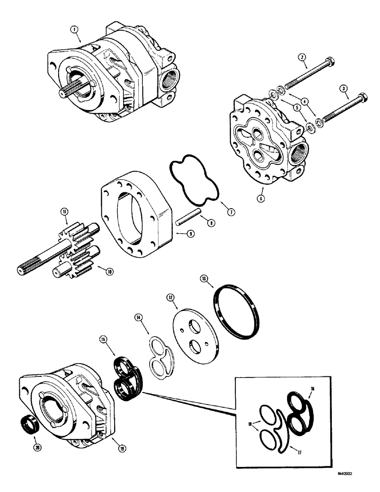 Схема запчастей Case 23 - (072) - D39525 LOADER BACKHOE PUMP 