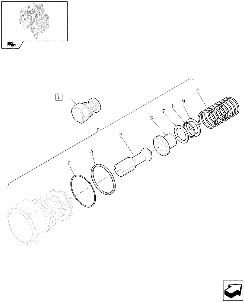 Схема запчастей Case 221E - (1.82.3/01[06]) - PRESSURE RELIEF VALVE (07) - HYDRAULIC SYSTEMS