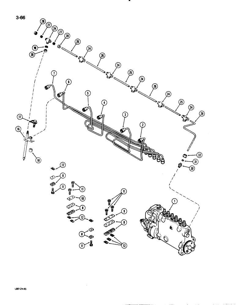 Схема запчастей Case 1455B - (3-66) - FUEL INJECTION SYSTEM, 504BDT DIESEL ENGINE, PRIOR TO ENGINE SN 10335337 (03) - FUEL SYSTEM