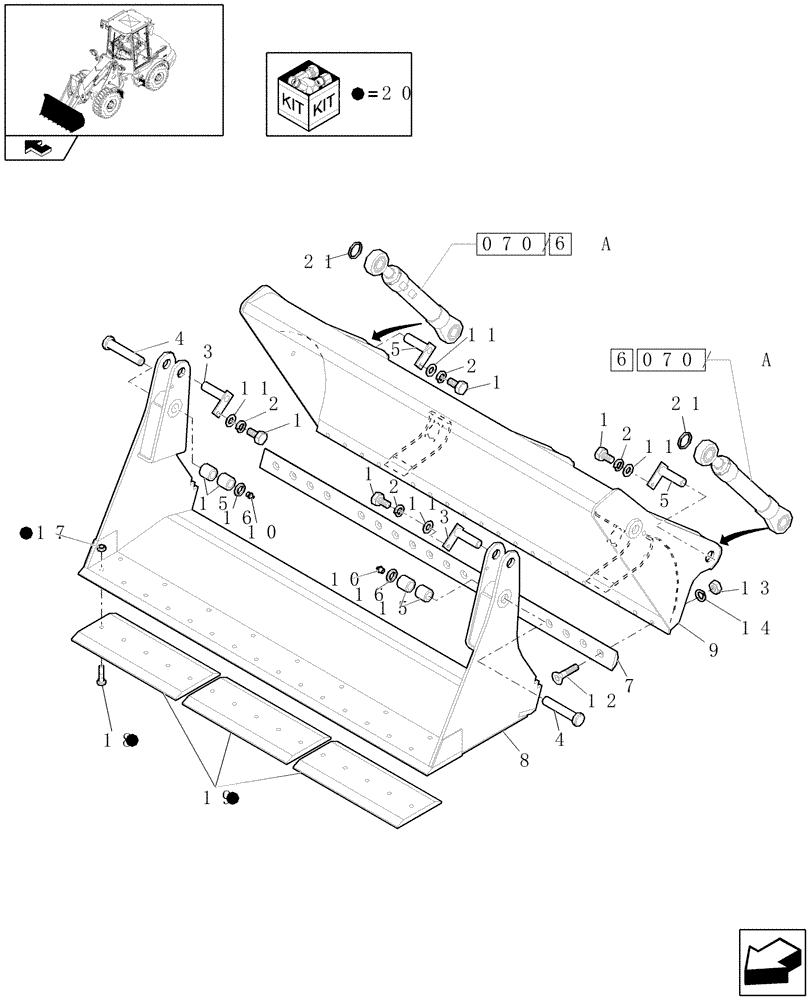 Схема запчастей Case 321E - (071[01]) - 4X1 STANDARD BUCKET (1M³) X 2100 MM WITH CUTTING EDGE (09) - LOADER/BACKHOE