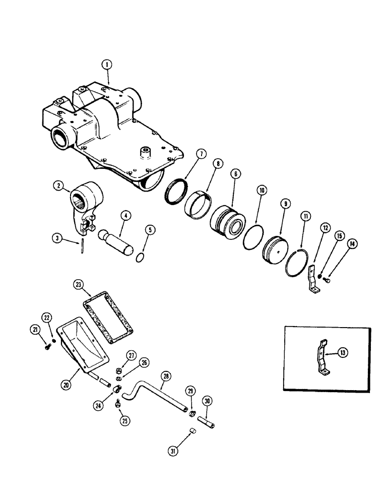 Схема запчастей Case 480CK - (124) - ROCKSHAFT PISTON, DRAFT-O-MATIC 