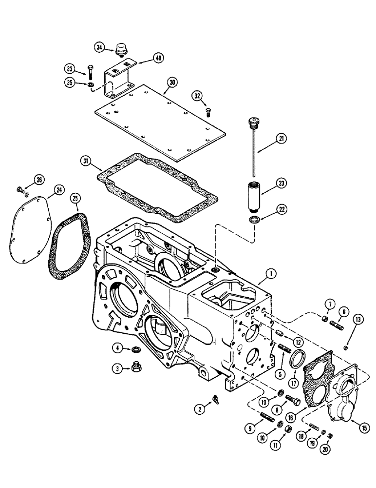 Схема запчастей Case 580B - (194) - TRANSMISSION CASE (06) - POWER TRAIN