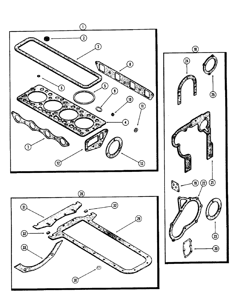 Схема запчастей Case 580 - (021C) - ENGINE GASKET KITS, (188) DIESEL ENGINE, USED PRIOR TO ENG. SER. NO. 2639536 (10) - ENGINE