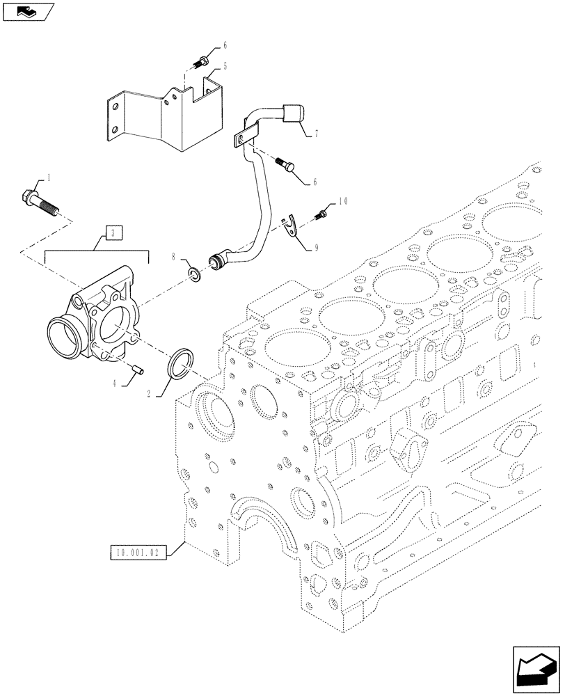 Схема запчастей Case F4DFE613B A004 - (10.400.01) - ENGINE COOLING SYSTEM PIPING (10) - ENGINE