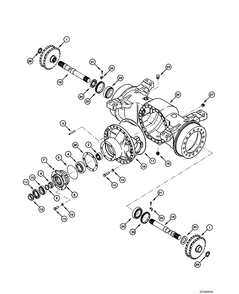 Схема запчастей Case 845 - (06.32[00]) - REAR AXLE DANA - CENTER HOUSING (06) - POWER TRAIN