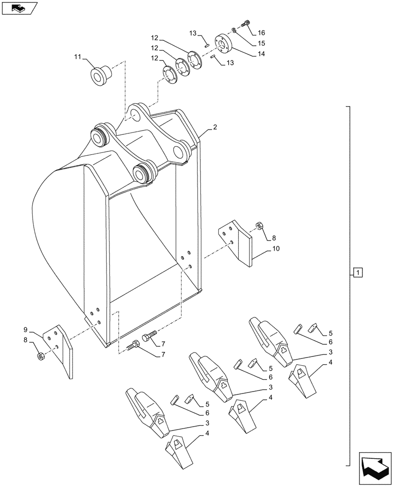 Схема запчастей Case CX75C SR - (84.100.AB[01]) - VAR - 461439 - BUCKET (L=220MM) ANZ (84) - BOOMS, DIPPERS & BUCKETS