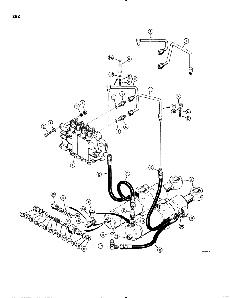 Схема запчастей Case 580C - (262) - BACKHOE SWING CYLINDER HYDRAULIC CIRCUIT (08) - HYDRAULICS