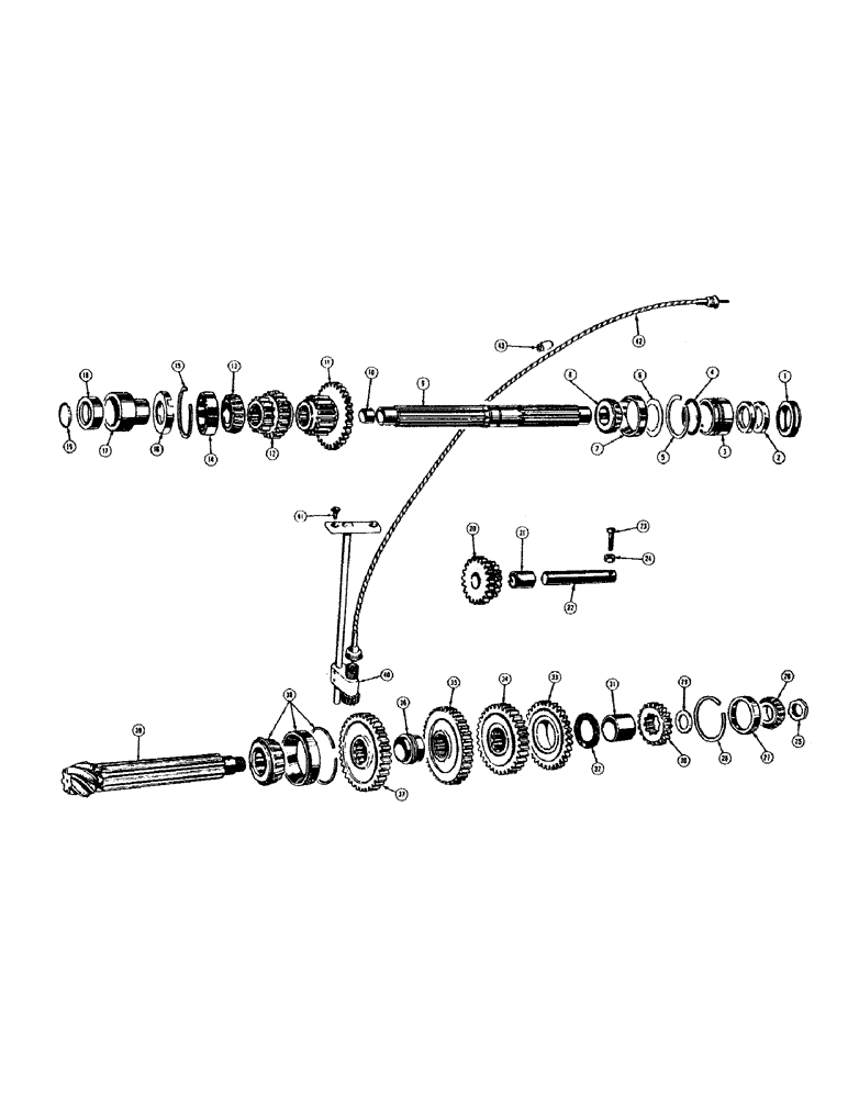 Схема запчастей Case 420B - (086) - TRANSMISSION SHAFT AND GEARS 