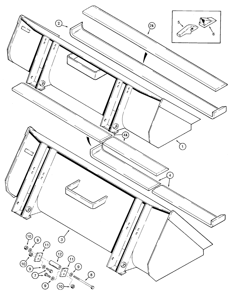 Схема запчастей Case 1835C - (9-16) - BUCKETS 152 MM (6 INCH) CUTTING EDGE (09) - CHASSIS/ATTACHMENTS