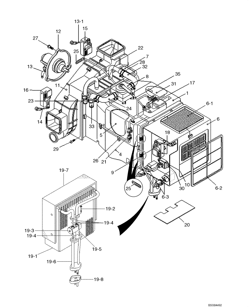 Схема запчастей Case 1221E - (09-25[01]) - AIR CONDITIONING & HEATER UNIT (87700390) (09) - CHASSIS/ATTACHMENTS