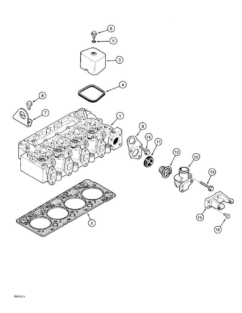 Схема запчастей Case 480F - (2-26) - CYLINDER HEAD AND COVERS, 4-390 ENGINE (02) - ENGINE