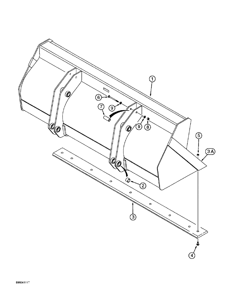 Схема запчастей Case 580SL - (9-014) - LOADER LONG LIP BUCKET 141473A1 (09) - CHASSIS/ATTACHMENTS