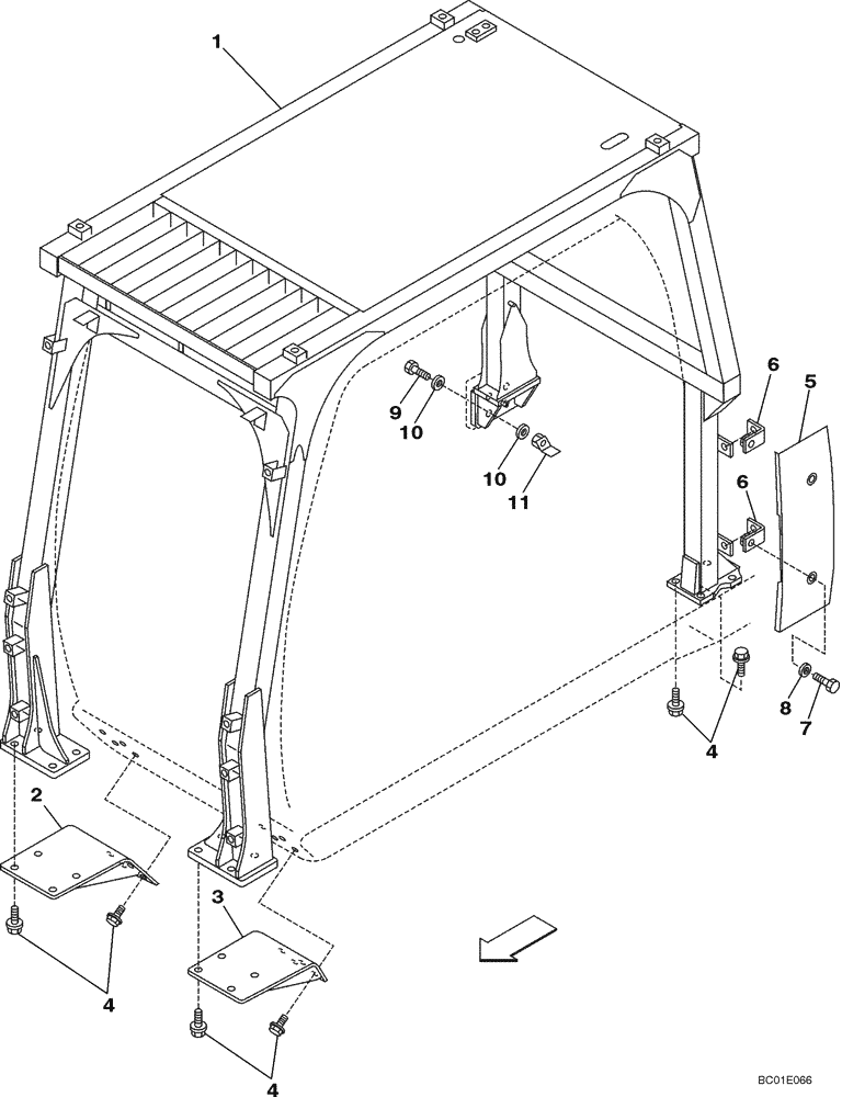 Схема запчастей Case CX330 - (09-38) - CAB HEAD GUARDS (09) - CHASSIS