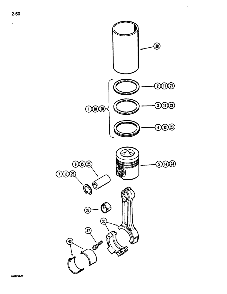 Схема запчастей Case 680L - (2-50) - PISTONS, 6-590 ENGINE (NATURAL ASPIRATED) (02) - ENGINE