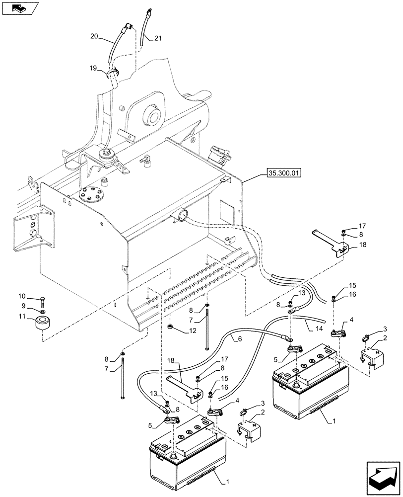 Схема запчастей Case 590SN - (55.302.01) - VAR - 423093 - DUAL BATTERIES (55) - ELECTRICAL SYSTEMS