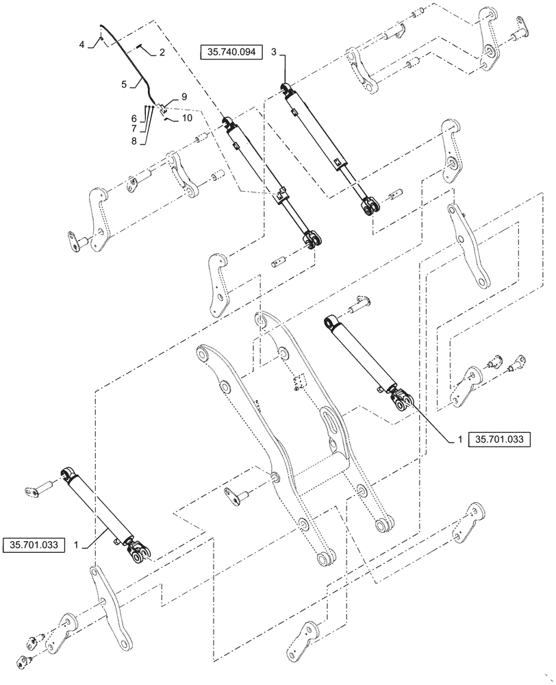 Схема запчастей Case 621G - (39.100.020[02]) - LIFT ARM INSTALLATION, XT (39) - FRAMES AND BALLASTING