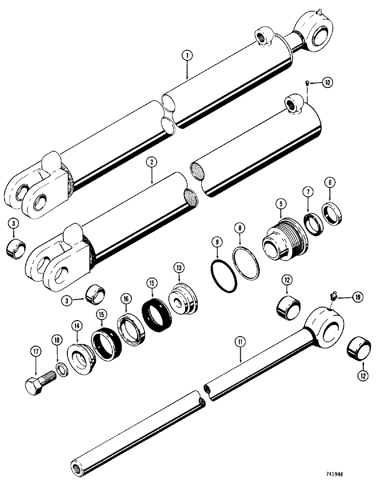 Схема запчастей Case 780 - (430) - G33329 BACKHOE BOOM CYLINDER, WITHOUT MOUNTING BRACKETS, GLAND HAS NO I.D. MARKS (08) - HYDRAULICS