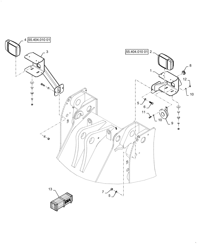 Схема запчастей Case 621G - (55.404.020) - DRIVING LIGHTS WASTE HANDLER (55) - ELECTRICAL SYSTEMS