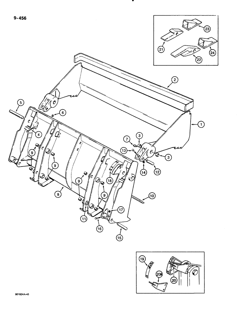 Схема запчастей Case 580K - (09-456) - CLAM BUCKET, OPTIONAL BUCKET TEETH (09) - CHASSIS/ATTACHMENTS